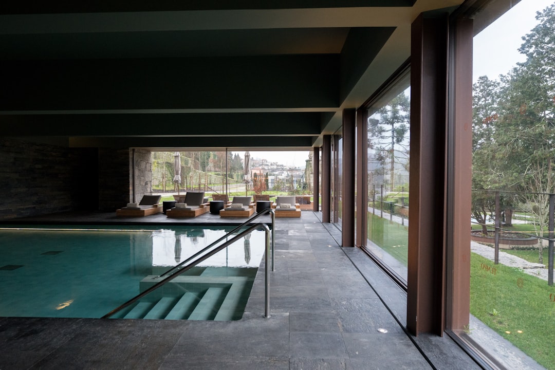 Indoor hotel swimming pool and spa for a rainy day